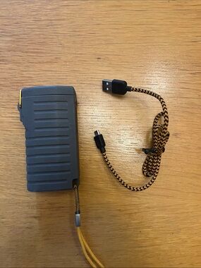 Unbranded Gray Power Bank with Yellow Accents and Braided USB Cable